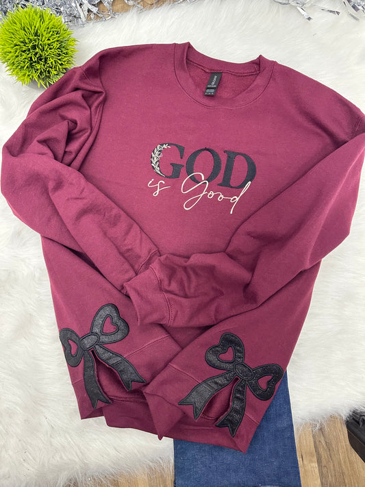 God is good - EMBROIDERED (Maroon)