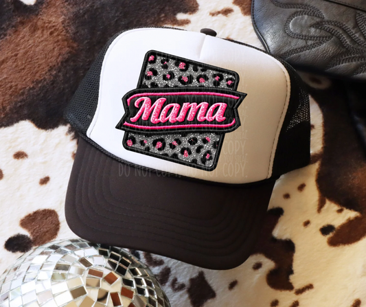 Sparkly leopard mama- Hat Transfer