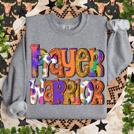 Prayer Warrior Orange Faux Sequins Multicolor - Transfer (SDD)