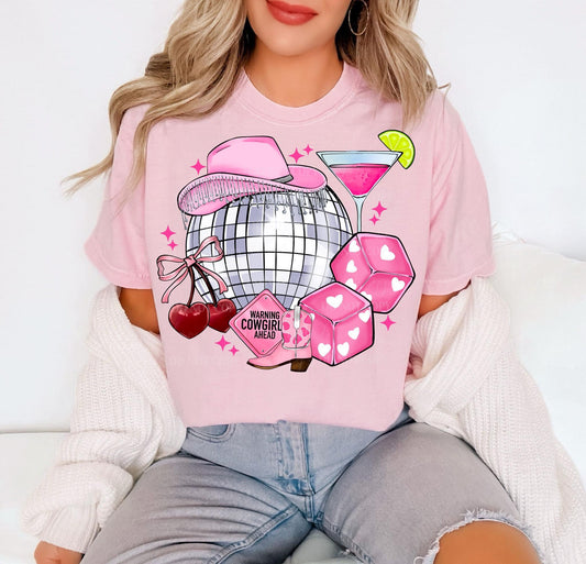 Pink Disco Ball Cowgirl - TRANSFER (L)