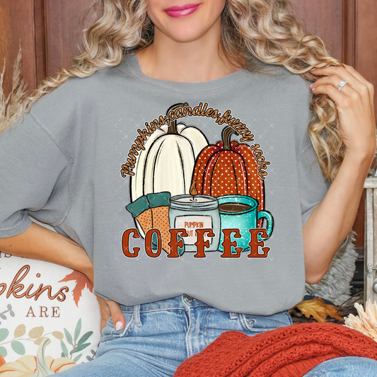 Pumpkins Candles Fuzzy Socks -  Transfers (CS)