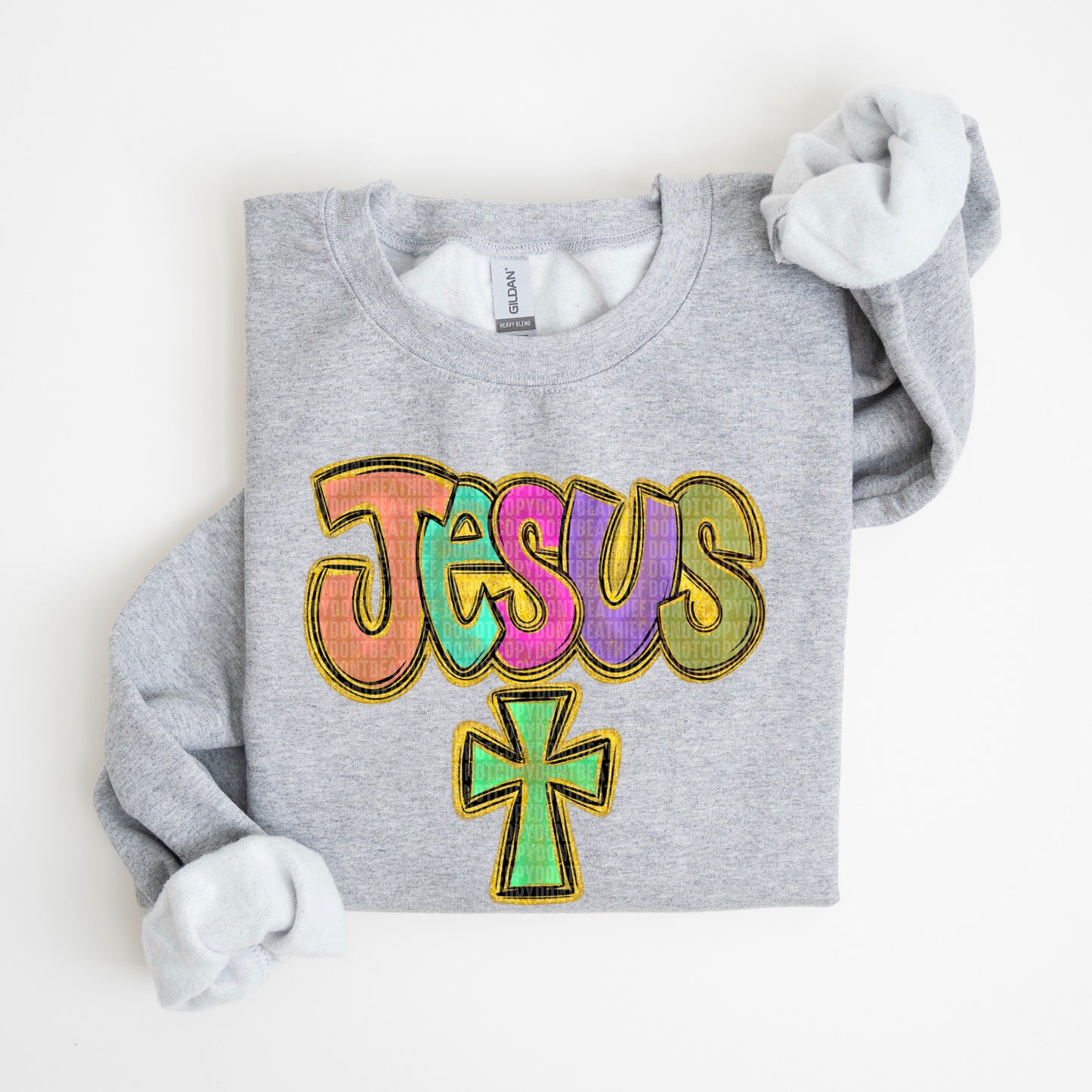 Multicolor Jesus with Green Cross - Transfer (SDD)