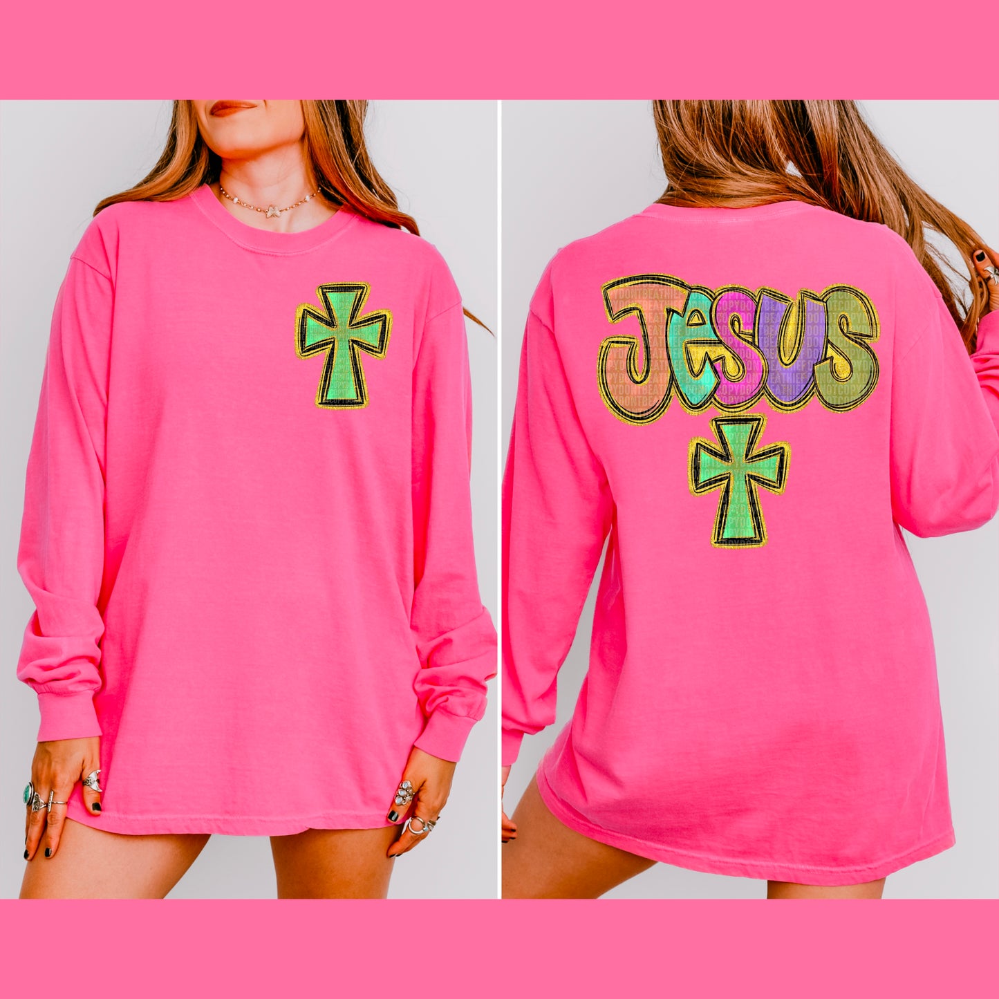 Multicolor Jesus with Green Cross - Transfer (SDD)