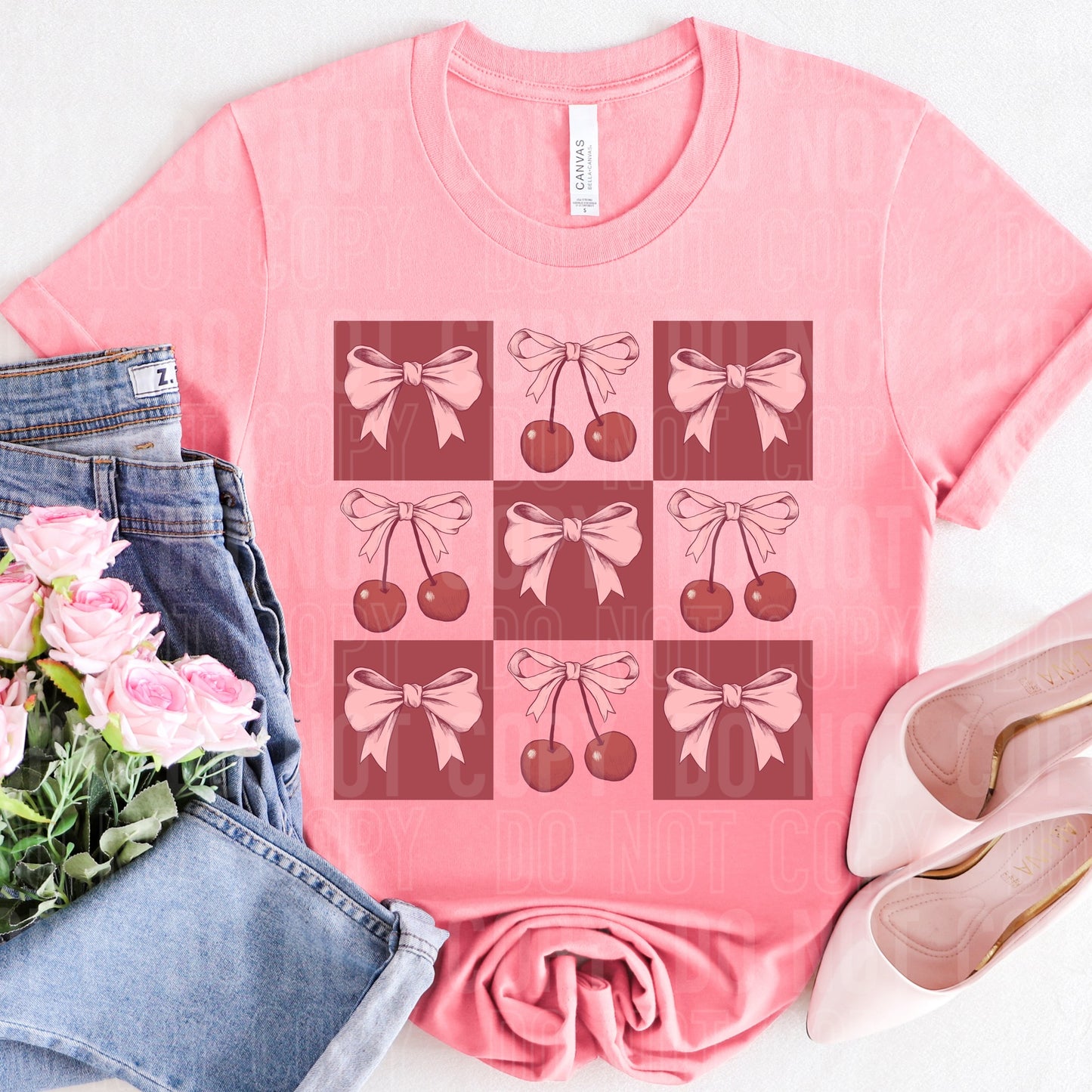 Cherry Bow Checkered - TRANSFERS (SBB)