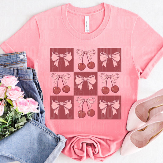 Cherry Bow Checkered - TRANSFERS (SBB)