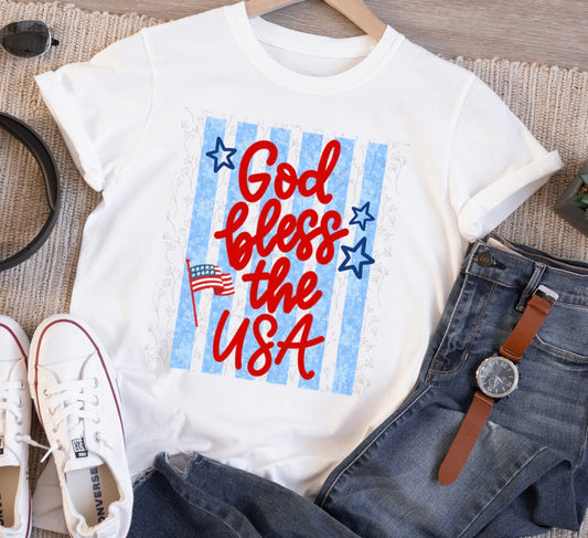 God bless the USA light blue - TRANSFER (CC)
