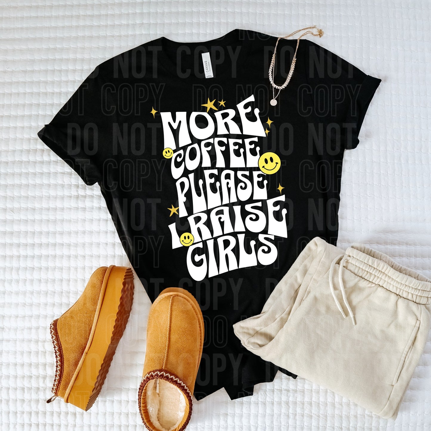 More Coffee Please I Raise Girls  / Whiteink -  TRANSFERS (SBB)