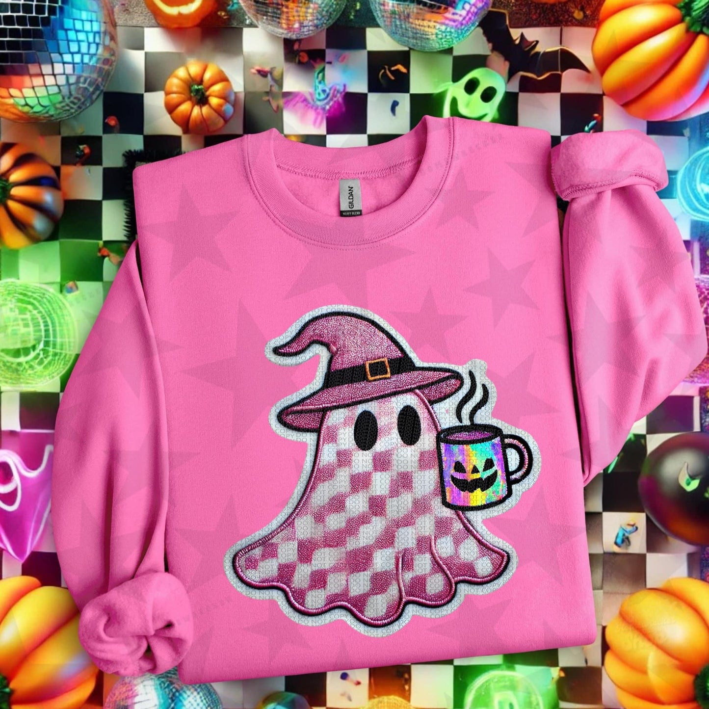 Pink checkered ghost- TRANSFER (RT)