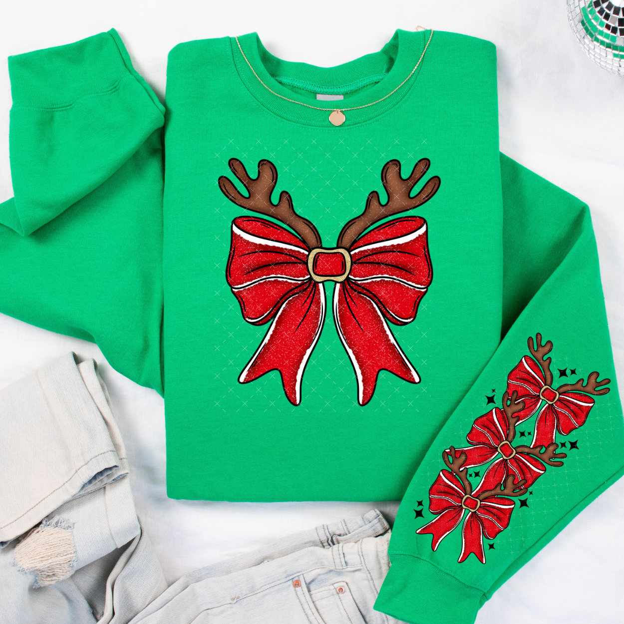 Reindeer Bow - COMPLETED SWEATSHIRT