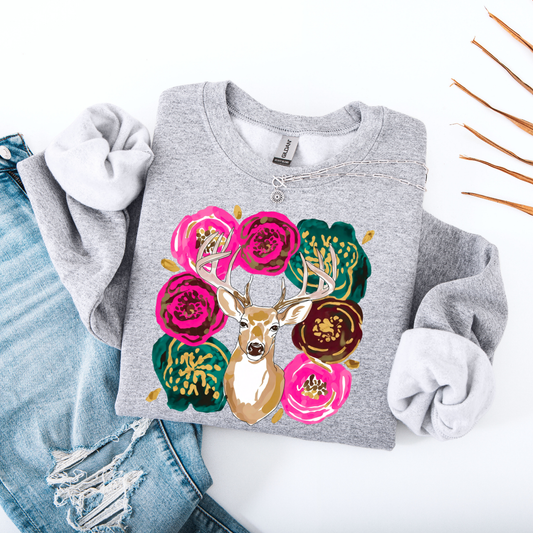 Floral Deer - TRANSFER (SC)