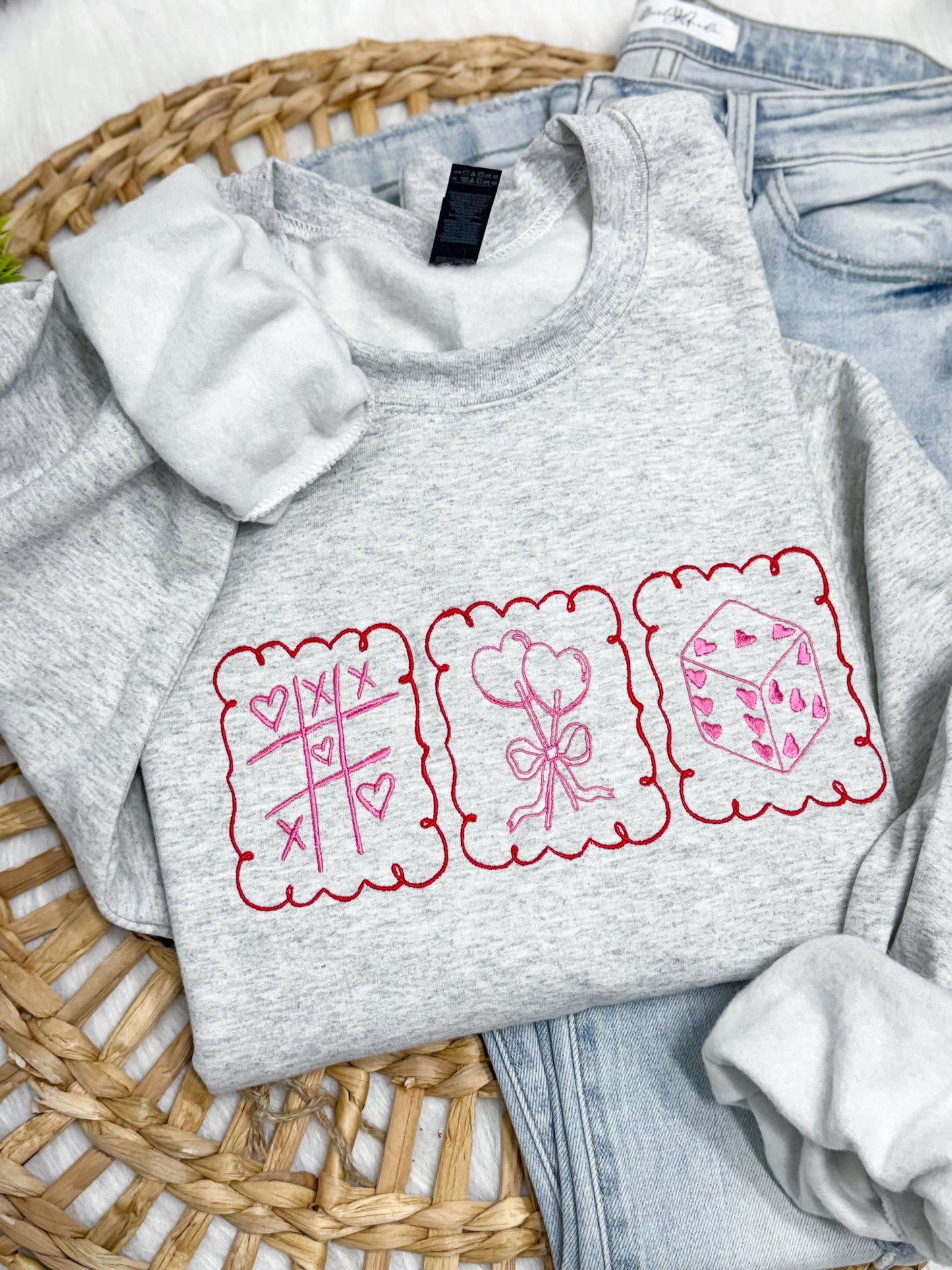 Valentine's Stamps  -EMBROIDERED SWEATSHIRT