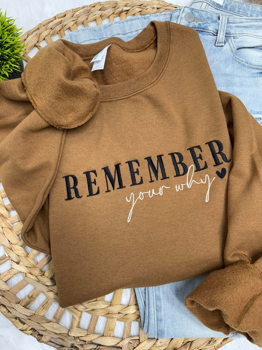 Remember your why -EMBROIDERED SWEATSHIRT