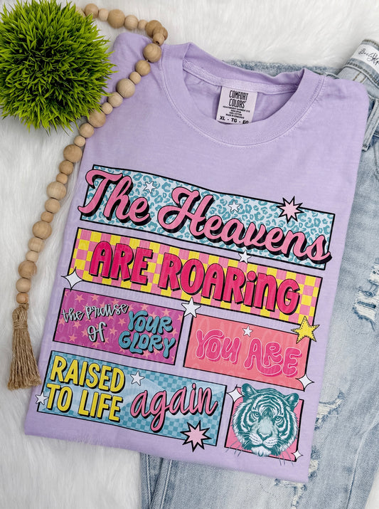 The heavens are roaring lavender- COMPLETED TEE
