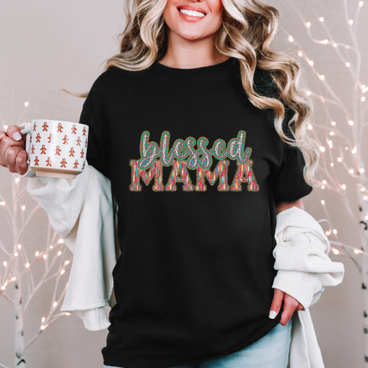 Blessed Mama Faux Embroidery - TRANSFER (KD)