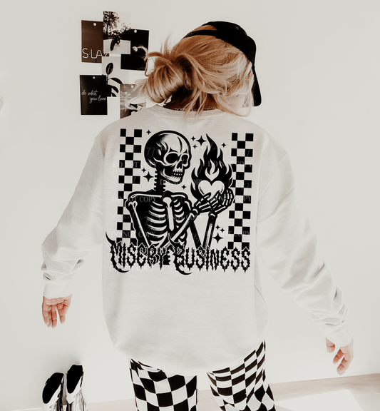 Misery Business Skeleton with Flaming Heart - TRANSFER (L)