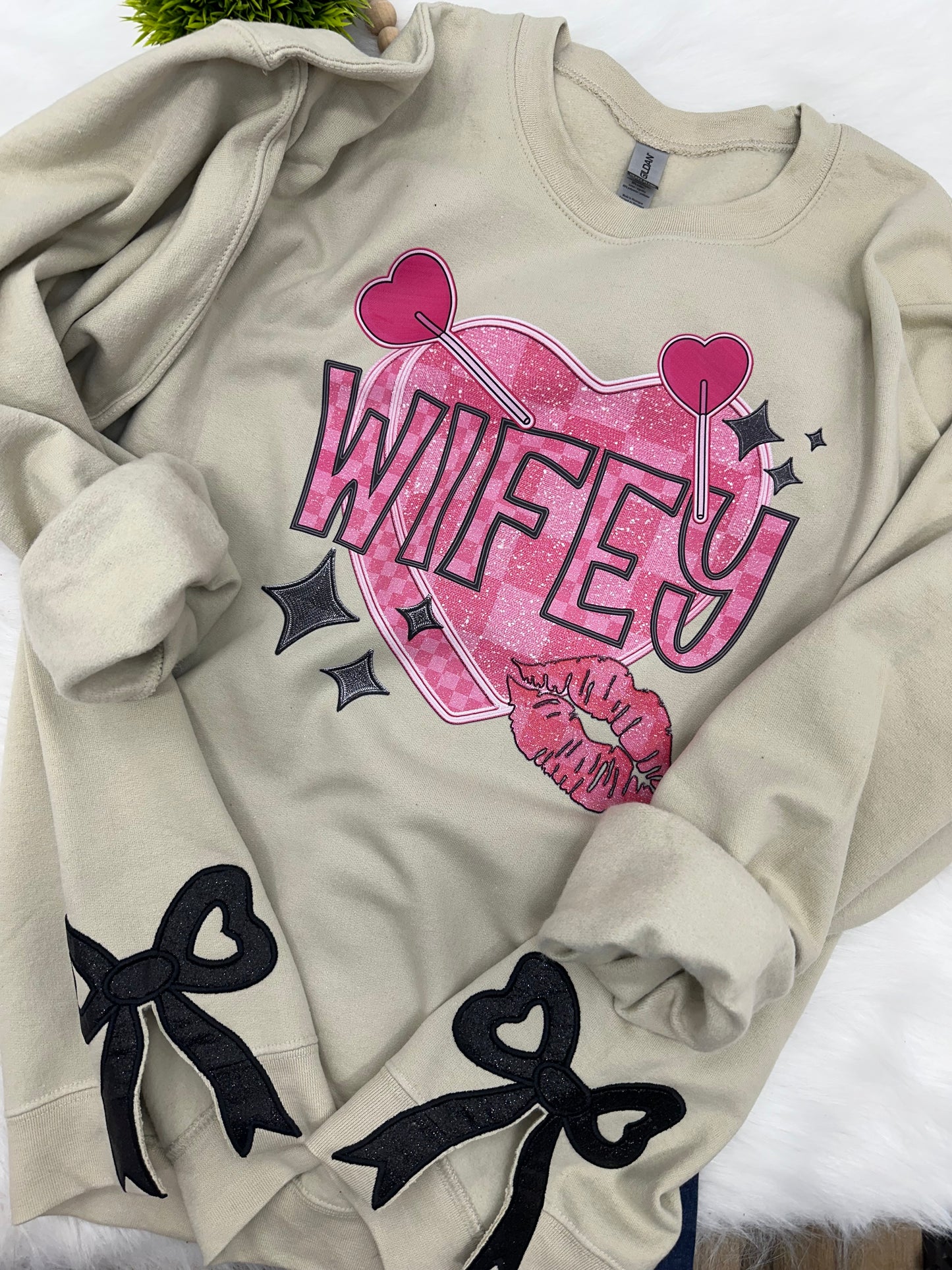 Wifey with embroidered side bows- READY TO SHIP