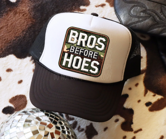 Bros before hoes camo- Hat Transfer (RT)