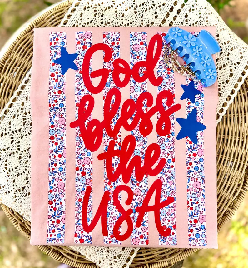 Floral God bless the USA  - TRANSFER (CC)