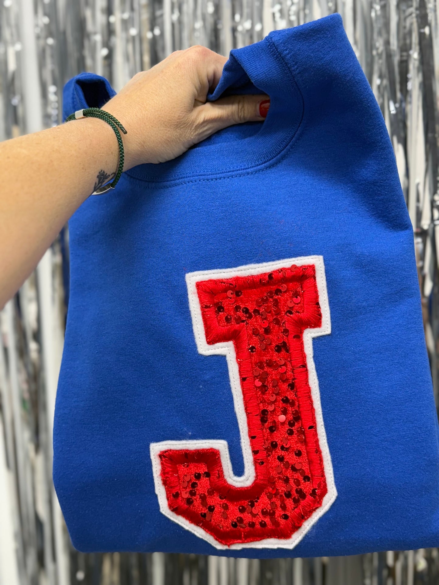 CUSTOM Sequin letter | 2 letters maximum | sweatshirt - Embroidered