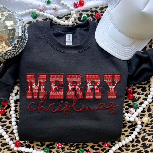 Merry Christmas Sweater Maroon - TRANSFERS (RT)