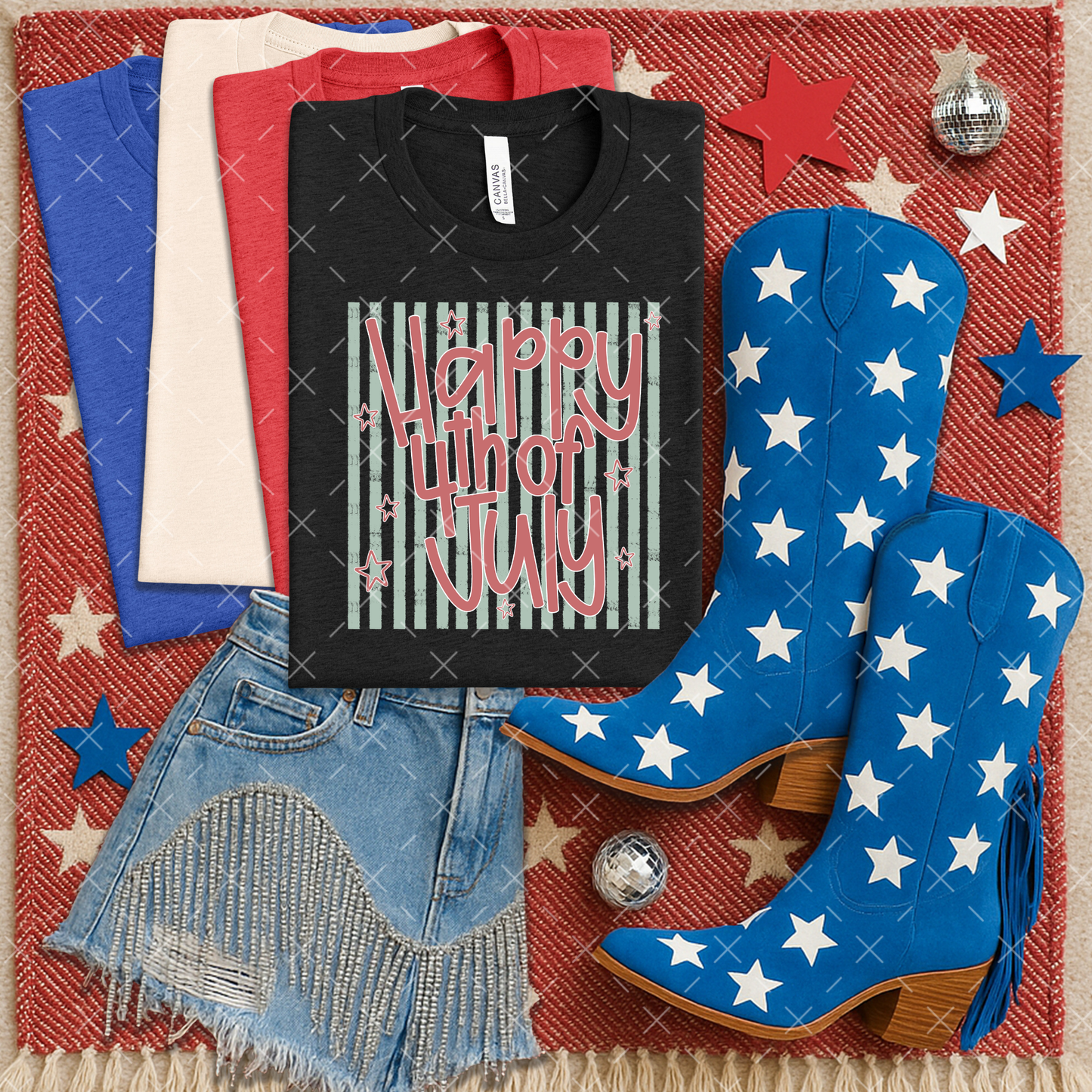 Happy 4th Of July / Red Writing - TRANSFER (SW)