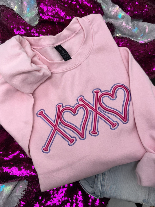 Valentines XOXO Puff   -EMBROIDERED SWEATSHIRT