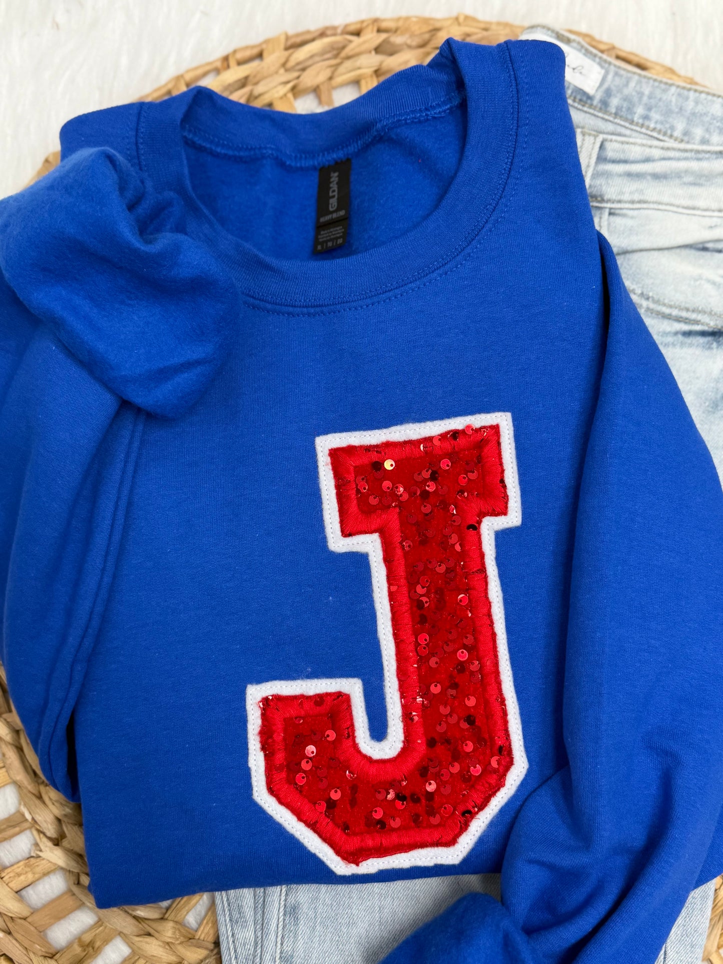 CUSTOM Sequin letter | 2 letters maximum | sweatshirt - Embroidered