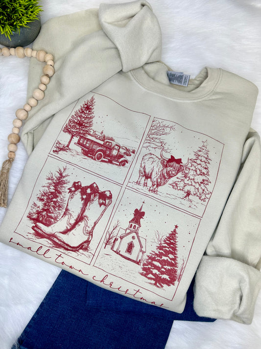 Vintage red small town christmas- COMPLETED SWEATSHIRT