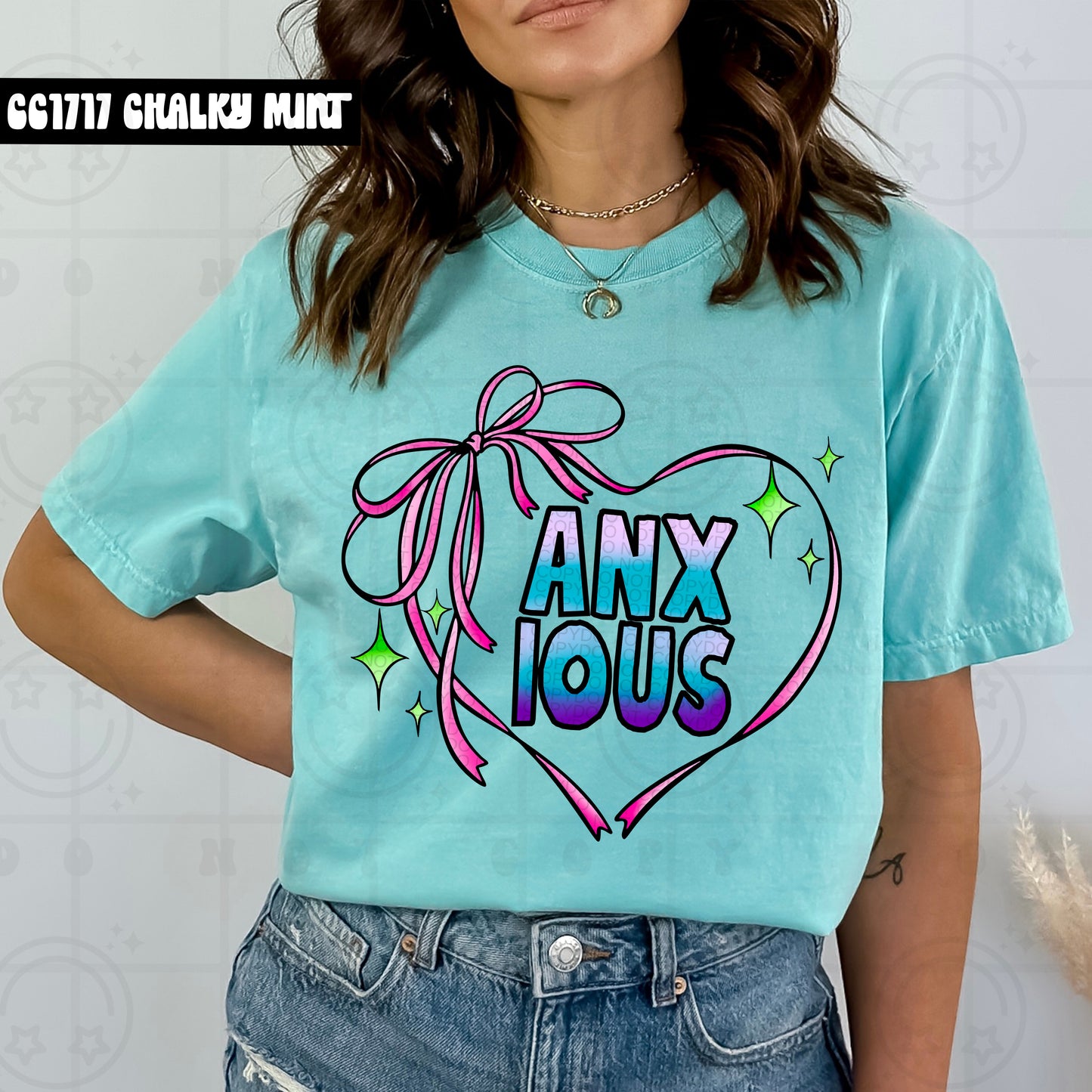 Anxious Ribbon Heart -  TRANSFERS (HW)