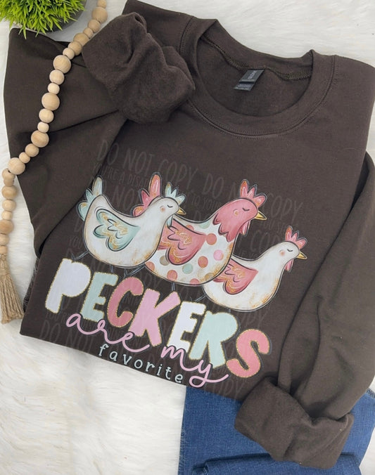Peckers are my favorite- COMPLETED SWEATSHIRT