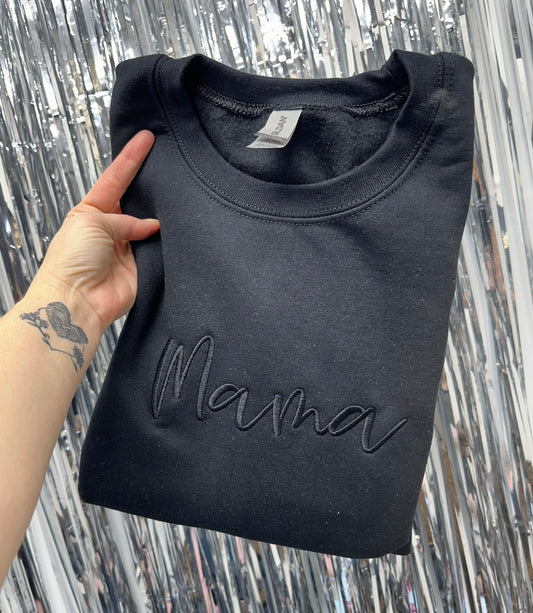 CUSTOM WORD/NAME black monochromatic sweatshirt - Embroidered