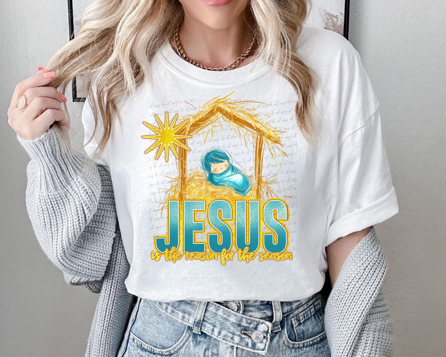 Jesus is the Reason Manger with Star - TRANSFER (SS)