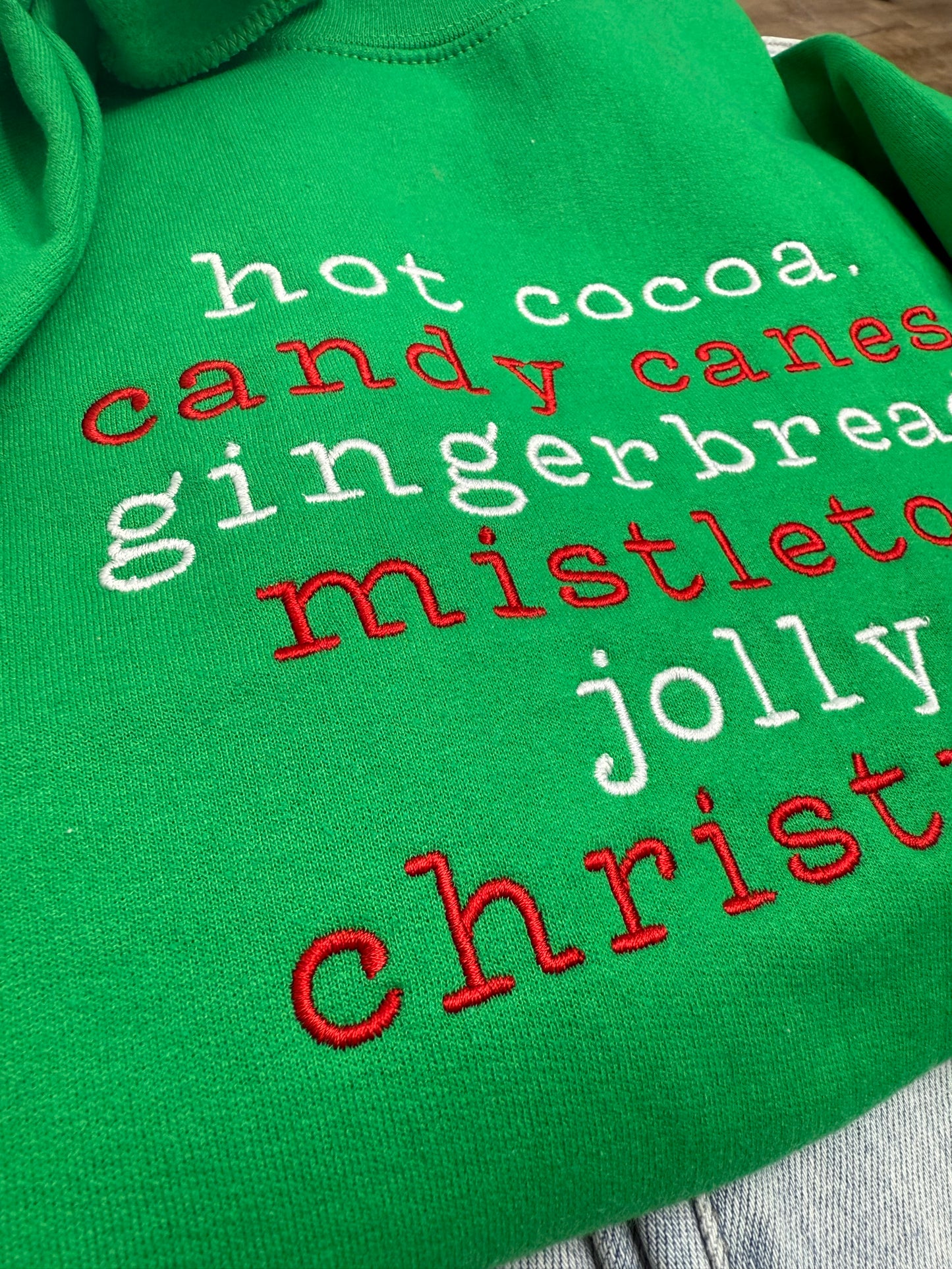 Hot Cocoa, Candy Canes -EMBROIDERED SWEATSHIRT