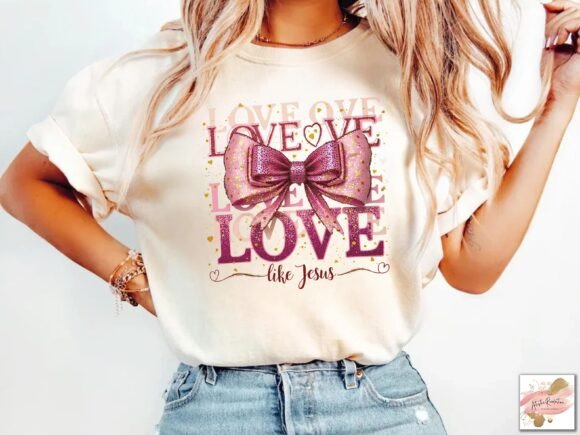 Love Like Jesus Pink Bow - TRANSFER (CF)