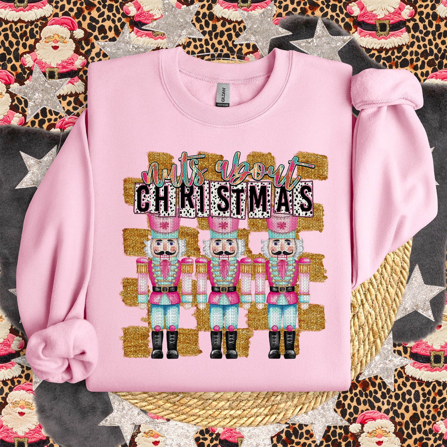 Nuts About Christmas Pink Nutcrackers - TRANSFER (KD)