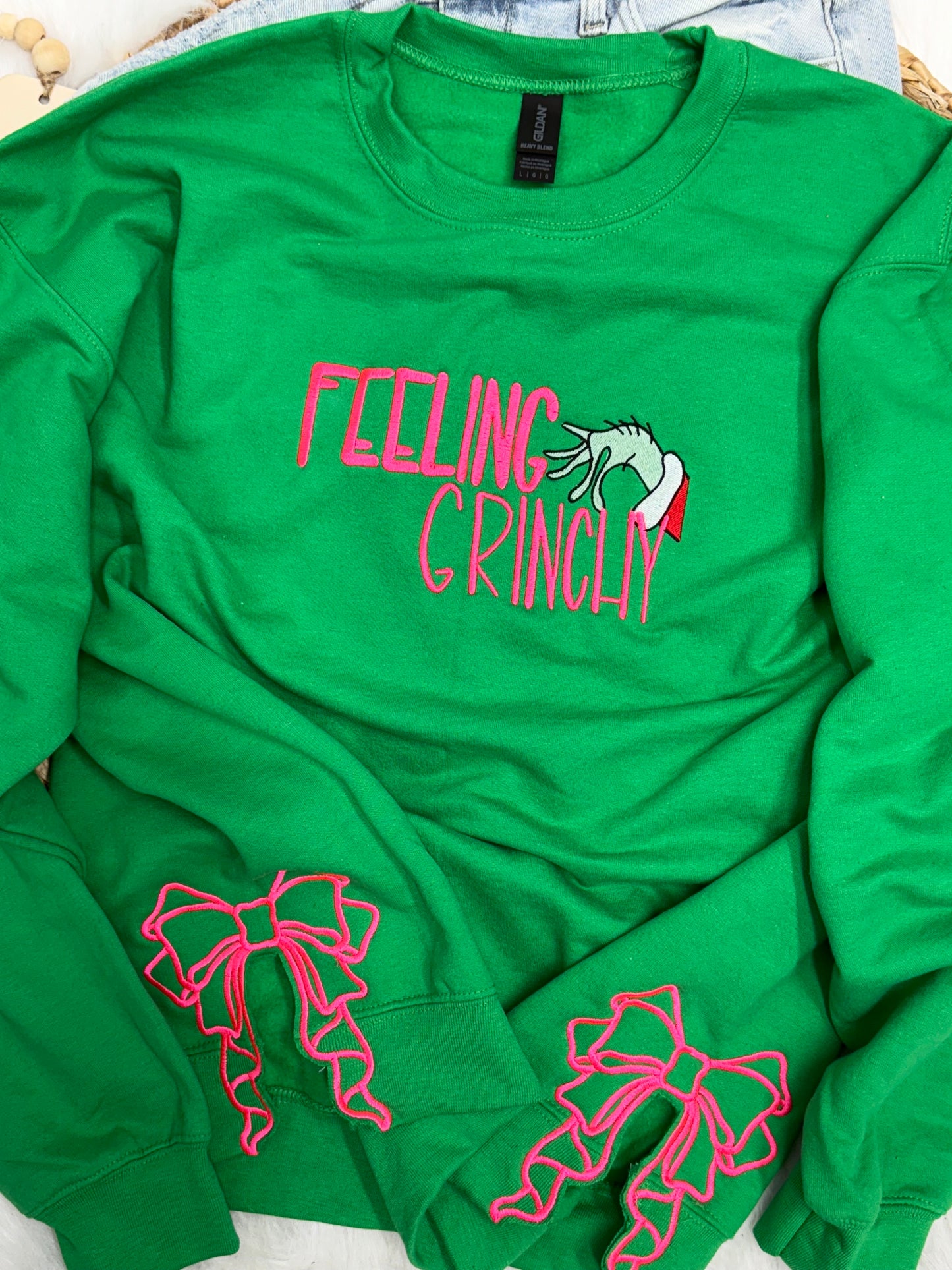 Feeling Gr*nchy with side bows - Embroidered