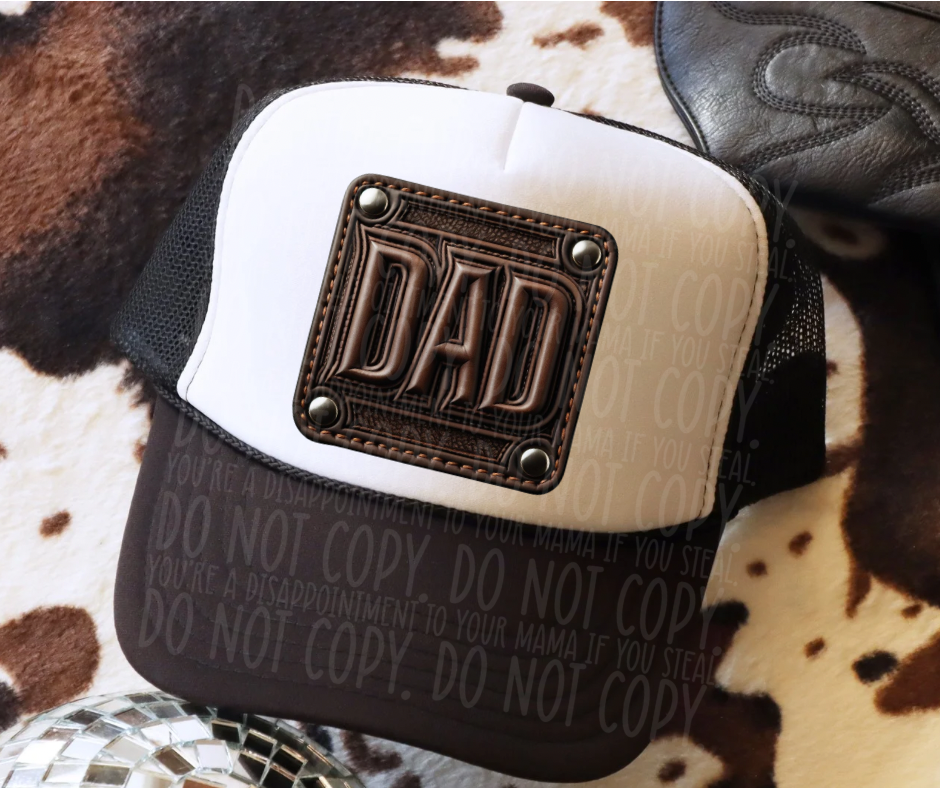 Dad embossed faux leather- Hat Transfer