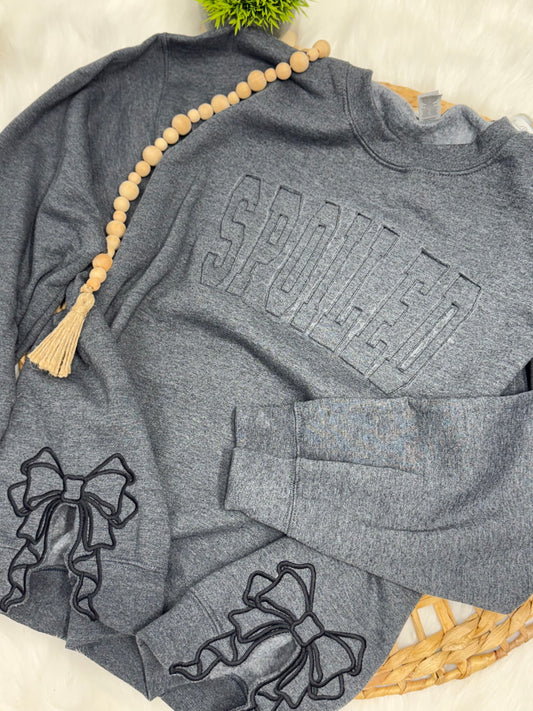 Spoiled raggy sweatshirt with embroidered side bows- EMBROIDERED