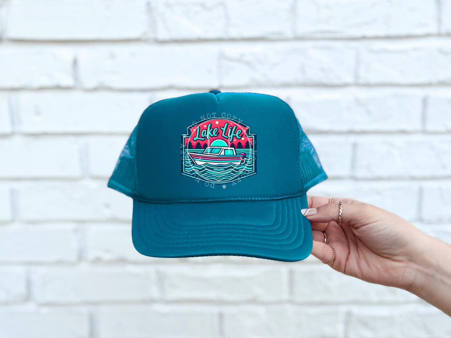 Lake life teal -Hat Transfer (TE)