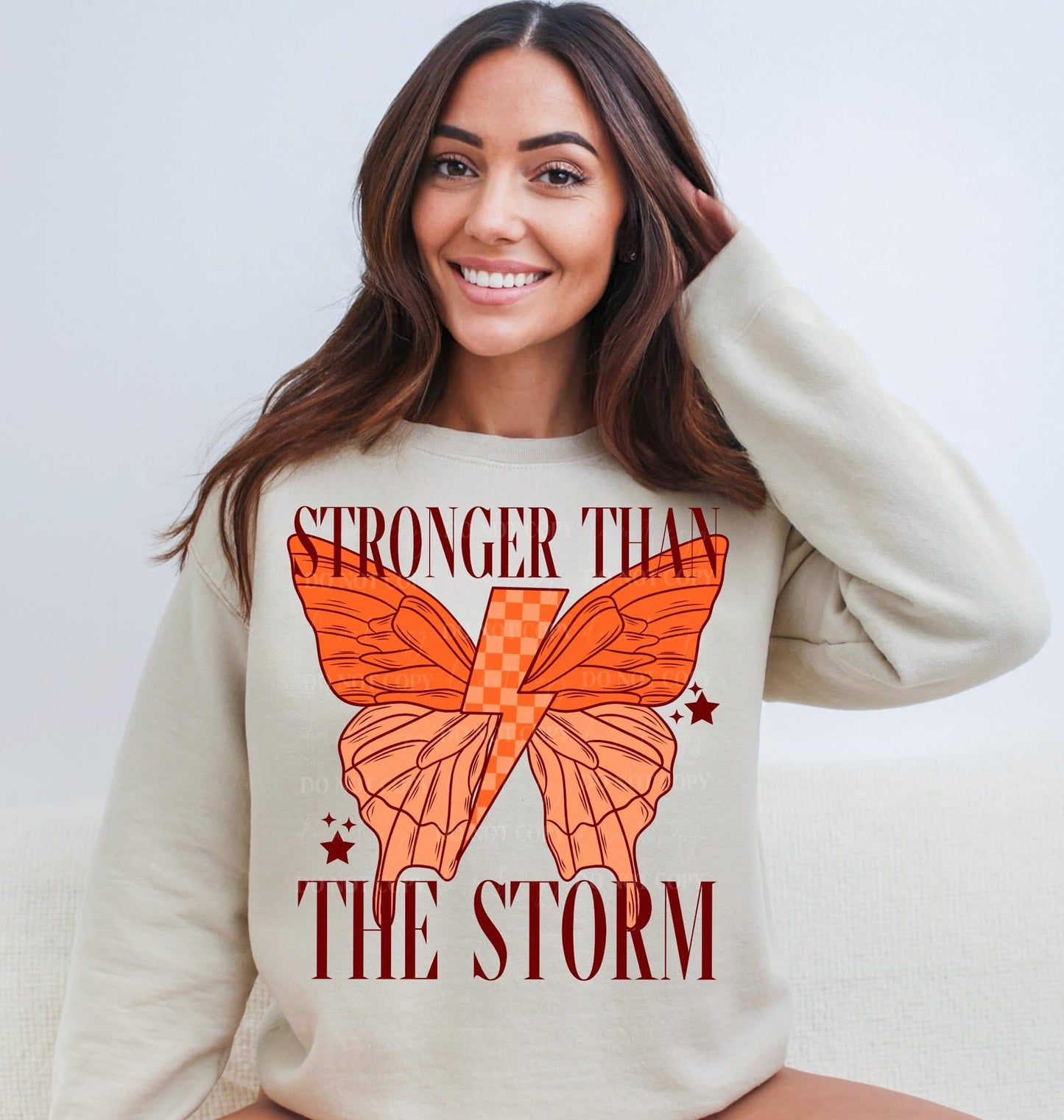 Stronger Than the Storm Orange Butterfly - TRANSFER (L)