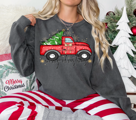 Merry Christmas Truck with Tree - TRANSFER (40E)