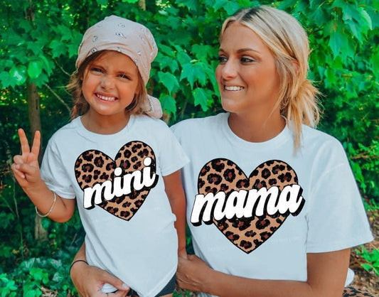 Mama and Mini Leopard Heart - TRANSFER (L)