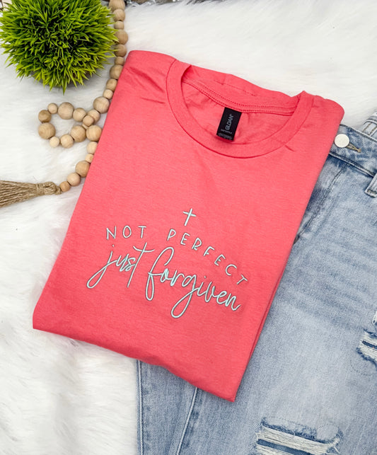 Not perfect just forgiven- EMBROIDERED TEE