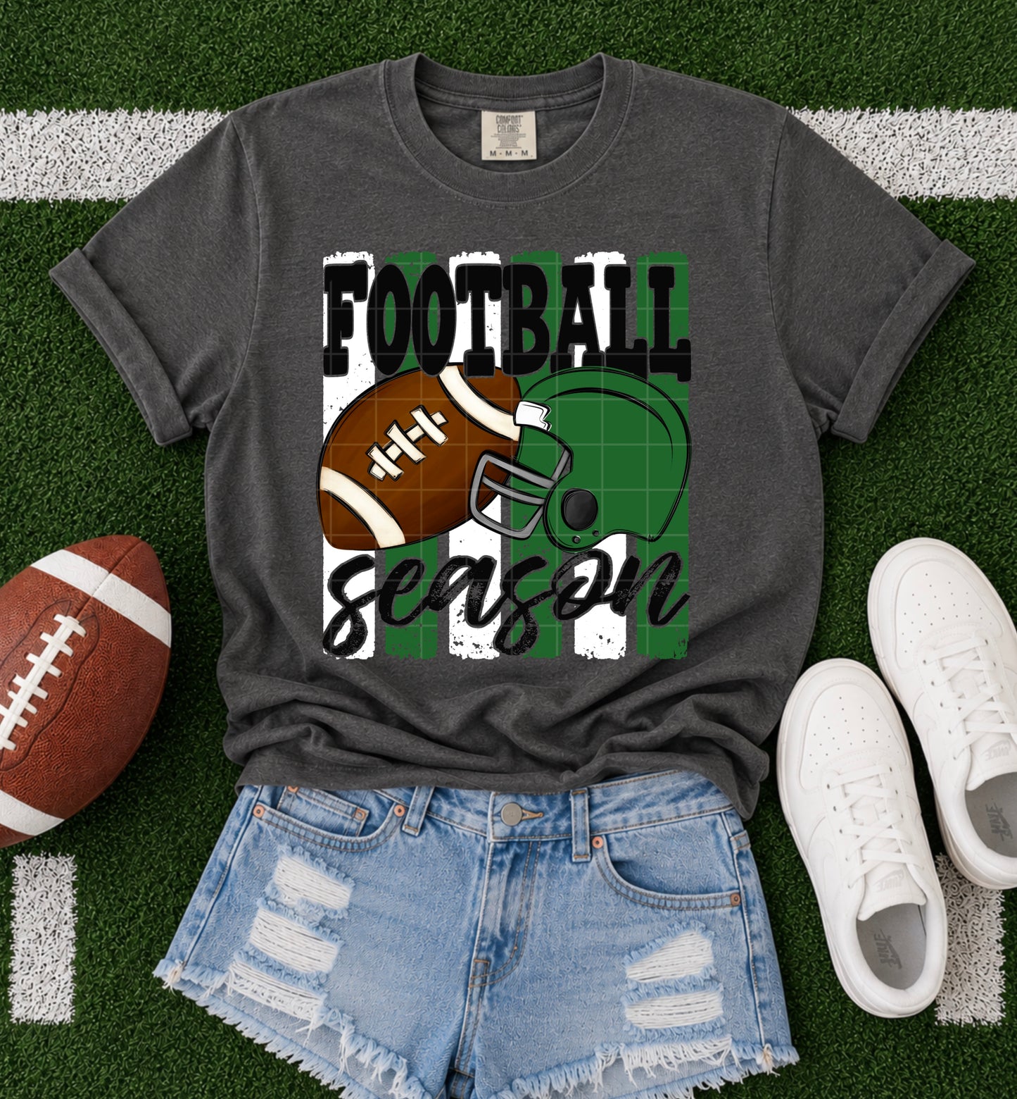 Football Season / Green & White -  TRANSFER (SDD)