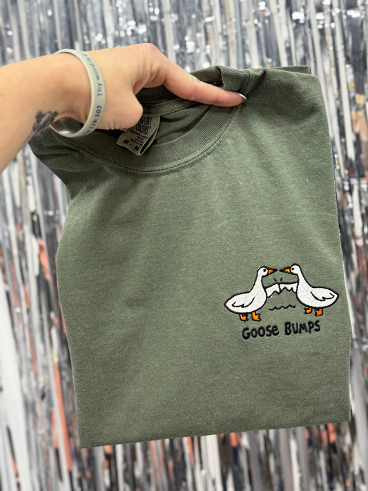 MYSTERY COLOR goose bumps- EMBROIDERED pocket TEE