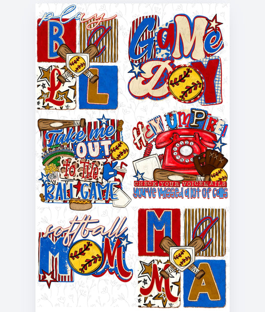 Softball - PRE MADE GANG SHEET