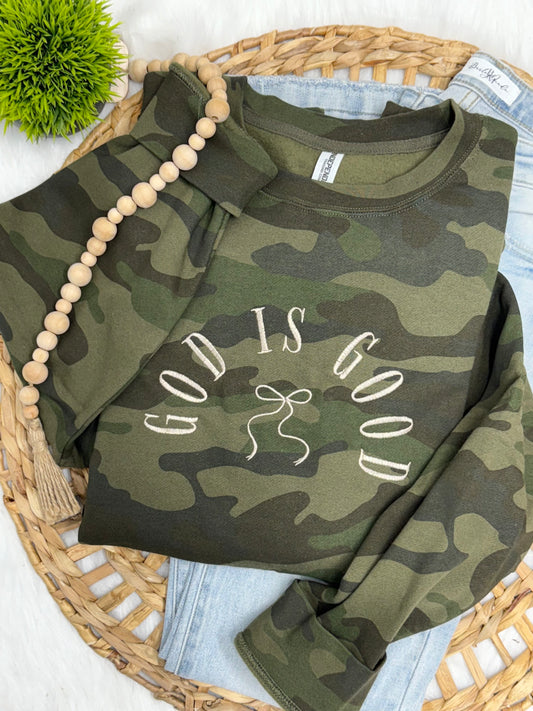 God is good camo - EMBROIDERED SWEATSHIRT