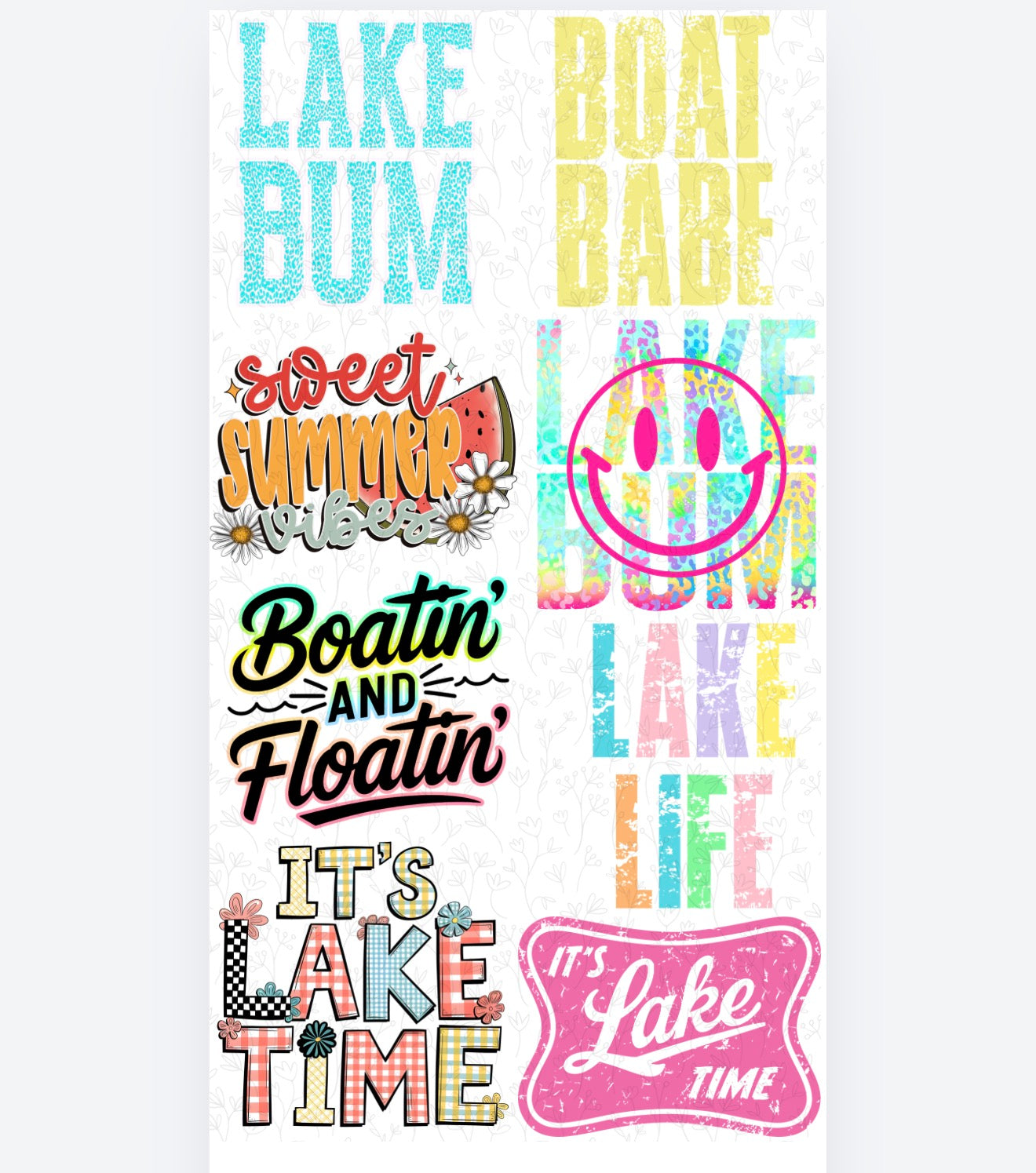Lake Bum Pre Made Gang Sheet