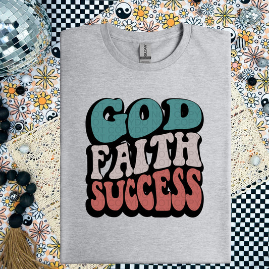 God Faith Success Retro Wavy - TRANSFER (CF)