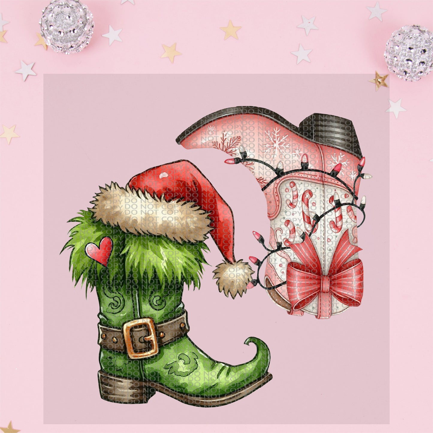 Grinch Boots Faux Tinsel - TRANSFER (TGG)